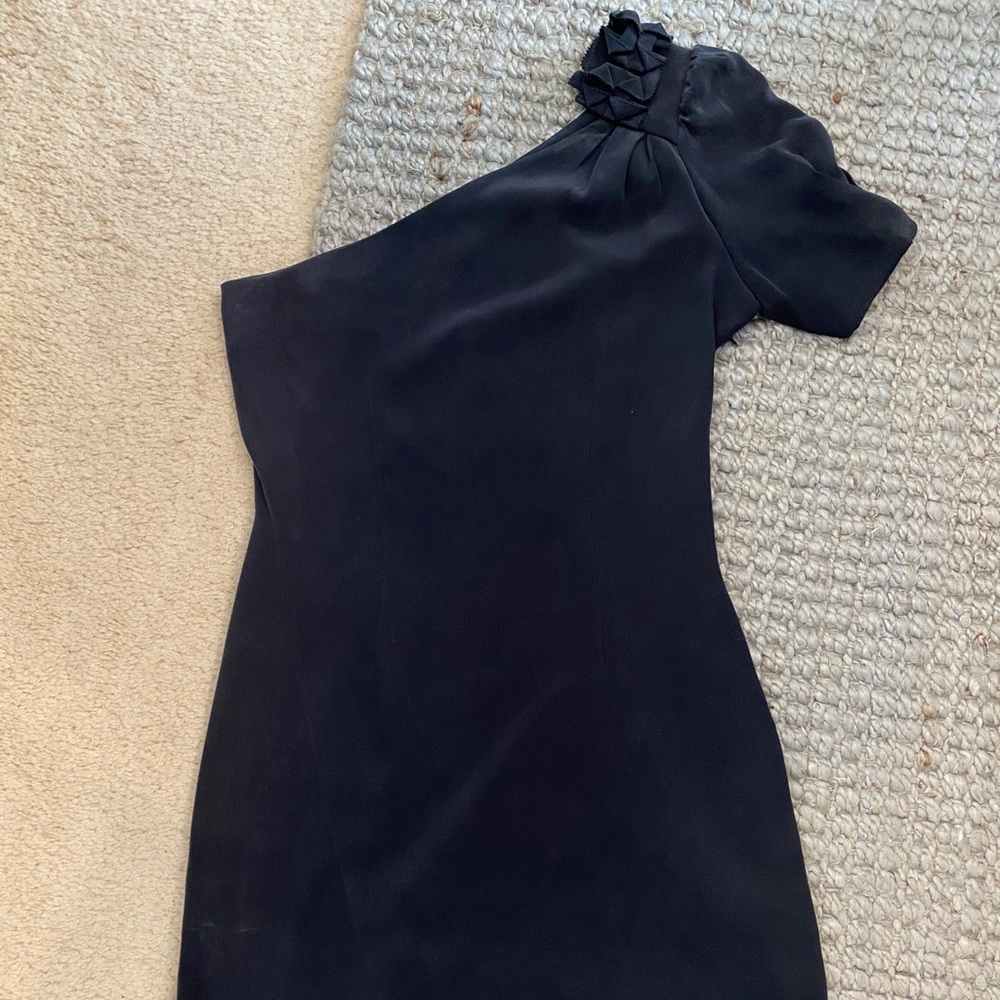 100% silk one shoulder ruffle LBD!